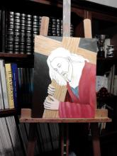 Olio su tela - Gli abiti del Cristo che porta la croce Olio su tela - Gli abiti del Cristo che porta la croce