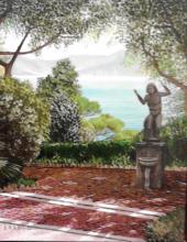Olio su tela "Villa Luxoro di Genova Nervi"